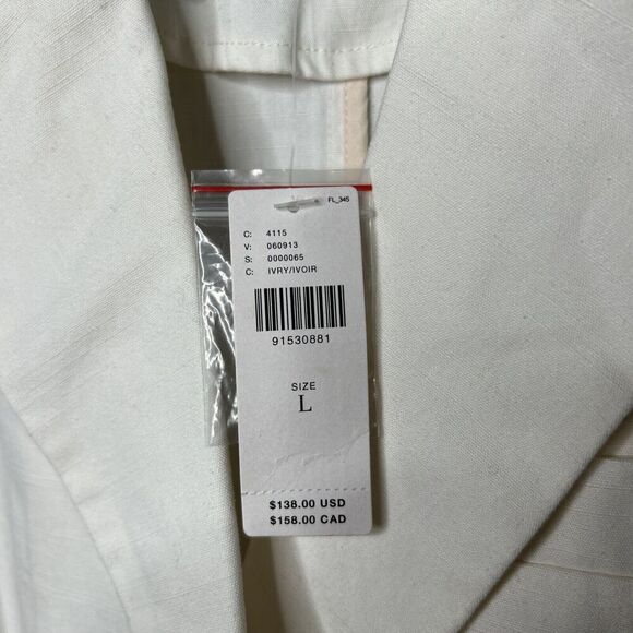 Anthropologie Pilcro Blazer Frayed Hem Ivory Cropped Size L NWT - Picture 3 of 10